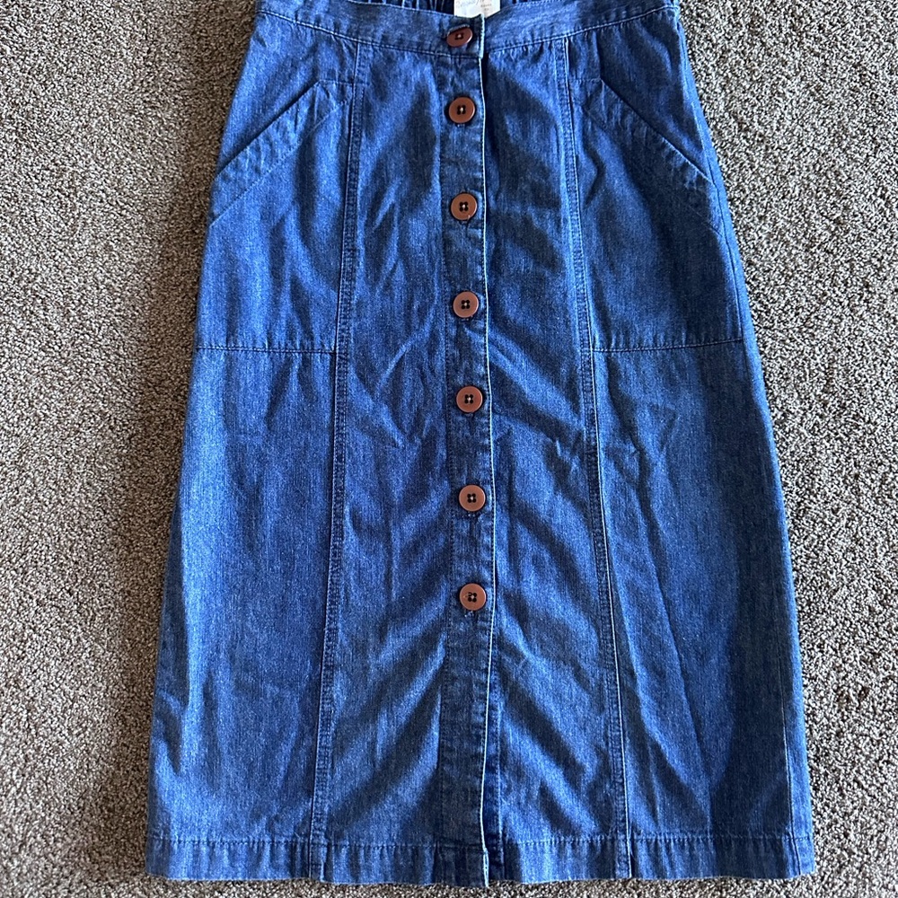 Vintage Denim Button-Front Skirt